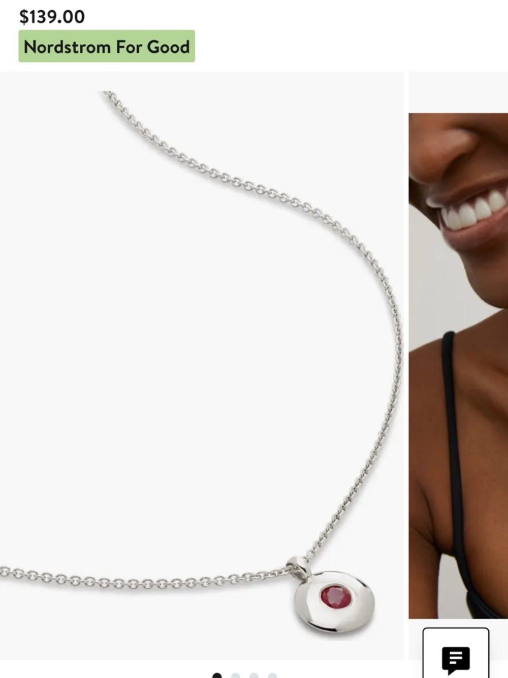 MONICA VINADER STERLING SILVER NECKLACE WITH RUBY PENDANT